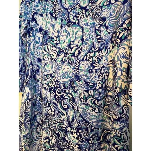 Lilly Pulitzer Sophie Dress 60 animals Women's Blue White Print 3/4 Sleeve Sz L - Picture 5 of 13